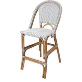 Avignon Paris Bistro Counter Stool in White & Gray on Rattan (Set of 2)
